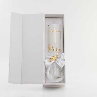 Krsna svijeća, ALFA & OMEGA BlaMar - 3 - Krsna svijeća Elegance s motivom križa i grančicama s lisićima, ukrašena haljinicom od Krsna svijeća, ALFA & OMEGA BlaMar - 3 - Krsna svijeća Elegance s motivom križa i grančicama s lisićima, ukrašena haljinicom od