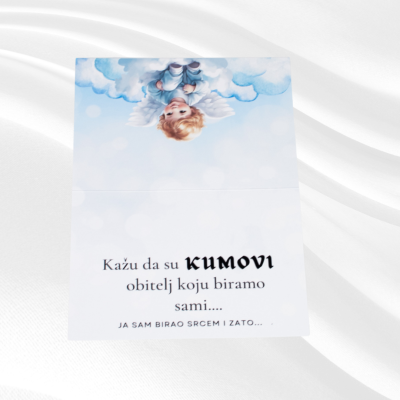 Pozivnica kumstvo - Anđeo BlaMar - 3 - Naša pozivnica za kumstvo s motivom anđela predstavlja savršen način da pozovete vaše na Pozivnica kumstvo - Anđeo BlaMar - 3 - Naša pozivnica za kumstvo s motivom anđela predstavlja savršen način da pozovete vaše na
