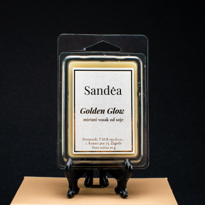 Golden Glow Melt Wax – Sandea Sandéa - 1 - Doživite raskošnu aromaterapiju uz Golden Glow Melt Wax by Sandea. Ovaj vosak za tal