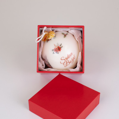 Božićna kugla svijeća – Sretan Božić Sandéa - 1 - Elegantna božićna svijeća u obliku kugle izrađena je od prirodnog voska od ul