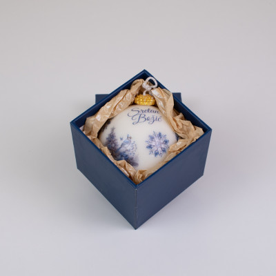 Božićna kugla svijeća – Plavi Božić Sandéa - 2 - Elegantna božićna kugla svijeća Plavi Božić izrađena je od voska od uljane rep