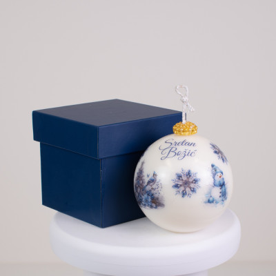 Božićna kugla svijeća – Plavi Božić Sandéa - 1 - Elegantna božićna kugla svijeća Plavi Božić izrađena je od voska od uljane rep