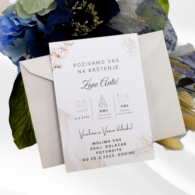 Pozivnica - Elegance BlaMar - 1 - Naša Pozivnica za Krštenje Elegance nudi savršen spoj elegancije i personalizacije, stvorena