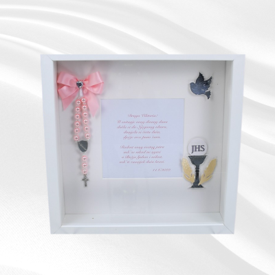 Okvir za Poklon s Kaležom BlaMar - 1 - Personalizirani okvir za poklon za prvu pričest ili krizmu sadrži ručno izrađenu krunicu Okvir za Poklon s Kaležom BlaMar - 1 - Personalizirani okvir za poklon za prvu pričest ili krizmu sadrži ručno izrađenu krunicu