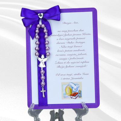 Čestitka s krunicom, Pričest ili Krizma BlaMar - 2 - Unikatna ručno izrađena krunica s imenom po vašoj želji. Personalizirajt