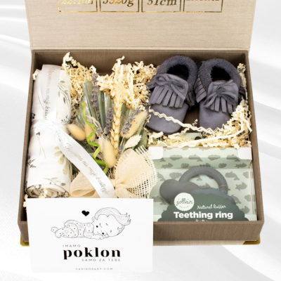 Baby box, HLAPIĆ BlaMar - 1 - Baby Box HLAPIĆ uključuje Baobaby pelene po izboru, vrećicu "Moje prve cipele" (ručni rad), Jolle